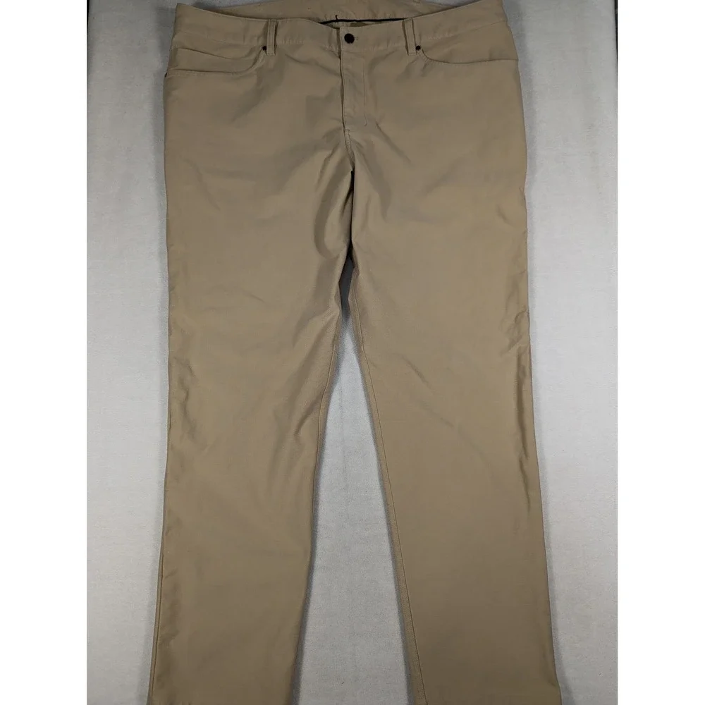 Lululemon ABC Slim-Fit 5-pocket Pant Khaki Tan Mens 44 M5ABOS
